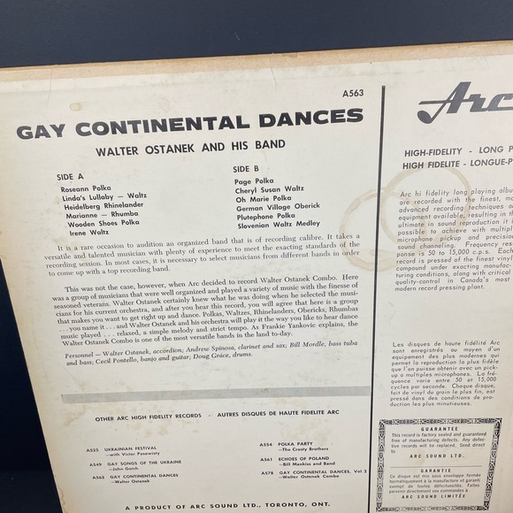 Walter Ostanek and Band - Gay Continental Dance Party (Vinyl
Record LP) - Picture 3 of 5
